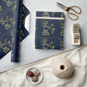 Glamour Navy Gold zum 30. Geburtstag Geschenkpapier
