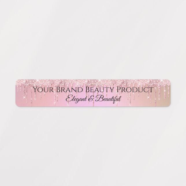 Glamour Niedlich Pink Glitzer Tropfen Schönheitspr Etiketten (Design 1)