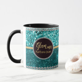 Glamour Oma Glam-ma Blue Green Gold Names Tasse