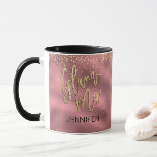 Glamour Oma Glamma Pink Foil Gold Dots Name Tasse