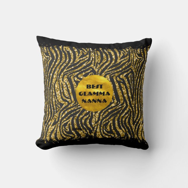 Glamour Oma Gold Black Animal Print Glam ma Kissen (Vorderseite)