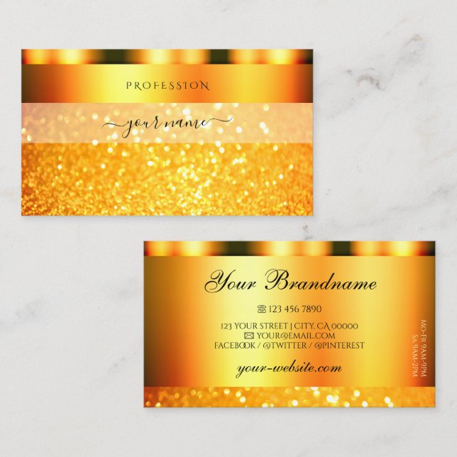 Glamour Orange Sparkle Glitzer Luxury Shimmery Visitenkarte (Vorne/Hinten)