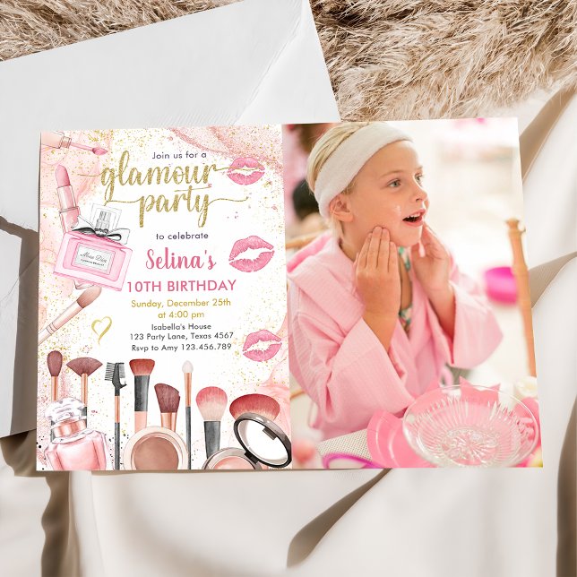 Glamour Party Glitz Glam Wellness-Center Girl Make Einladung (Von Creator hochgeladen)