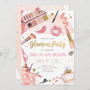Glamour Party Glitz Glam Wellness-Center Girl Make Einladung
