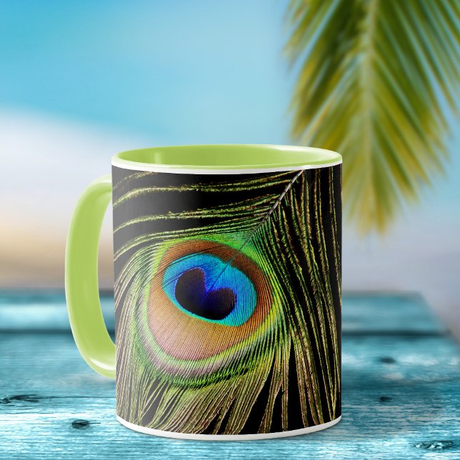 Glamour Peacock Feather Black Tasse (Part of my Glamorous Peacock Feather On Black Collection)
