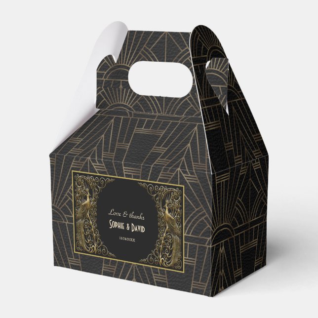 Glamour Peacock Gold Schwarz Geschenkschachtel (Vorderseite)