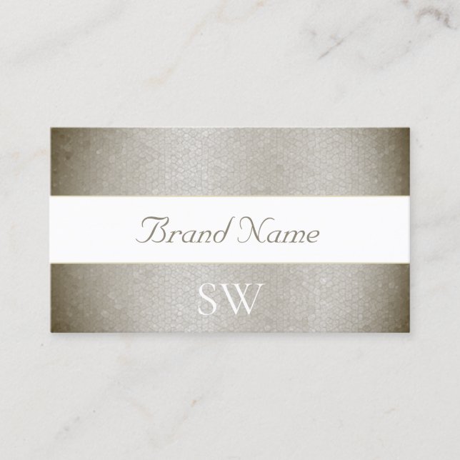 Glamour Pearly Silver Snake Pattern und Monogramm Visitenkarte (Vorderseite)