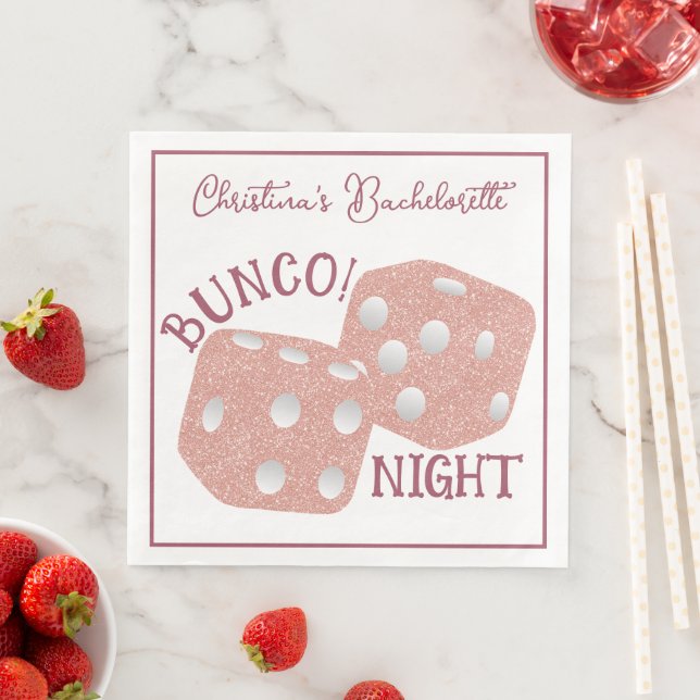 Glamour Pink Dice Bunco Night Bachelorette Serviette (Beispiel)