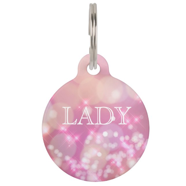 Glamour pink Glitzern | Personalisierte Päpstermar Tiermarke (Vorderseite)