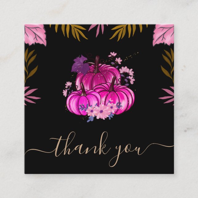Glamour Pink Pumpkin Erntedank Danke Niedlich Quadratische Visitenkarte (Vorderseite)