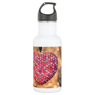 Glamour Pink Sparkle Valentine Liebe Herzstück Edelstahlflasche