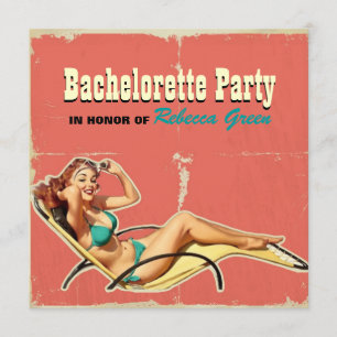 Glamour Pool Badeanzug Retro Junggeselinnen-Abschi Einladung