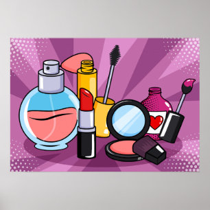 Glamour Pop Art Makeup\Cosmetics Collection Poster