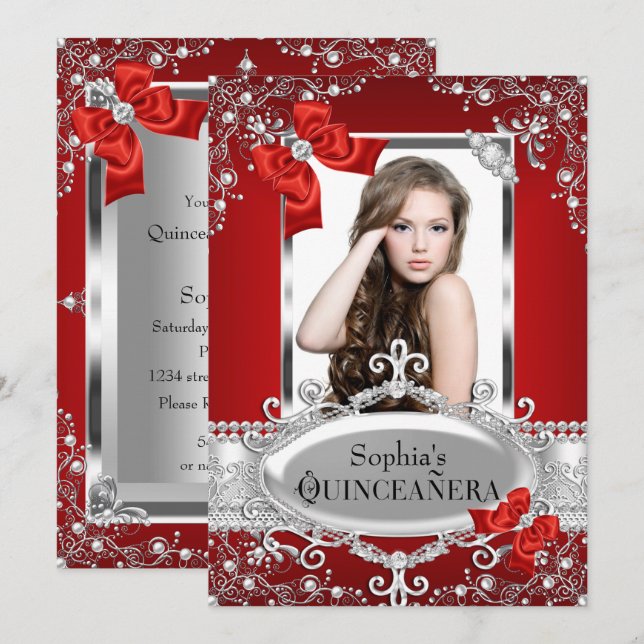 Glamour Quinceanera Einladung (Vorne/Hinten)
