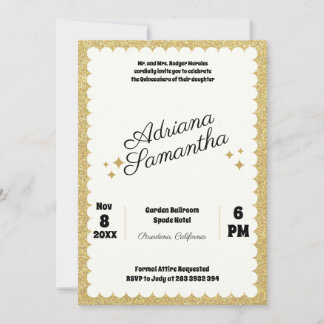 Glamour Quinceañera Goldene Geburtstagsfeier Einladung