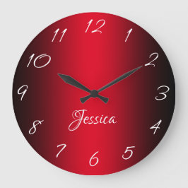 Glamour Red and Black Ombre Personalisiert Große Wanduhr