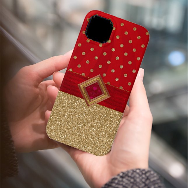 Glamour Red and Gold Glittery Case-Mate iPhone Hülle (Von Creator hochgeladen)