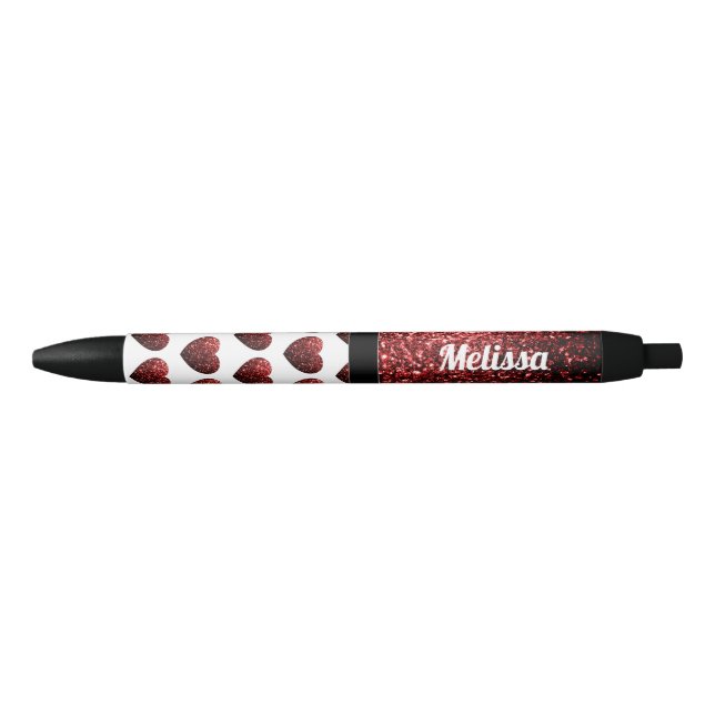 Glamour Red Glitzer Glitzern Herzlich personalisie Kugelschreiber (Vorderseite)