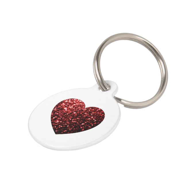 Glamour Red Glitzer Glitzern Herzlich personalisie Tiermarke (Seite)