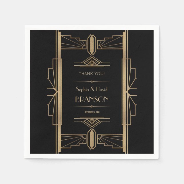 Glamour Roaring 20's Great Gatsby Wedding Serviette (Vorderseite)
