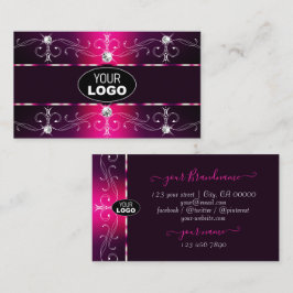 Glamour rosa Burgund Verzierte Grenzen mit Logo Visitenkarte