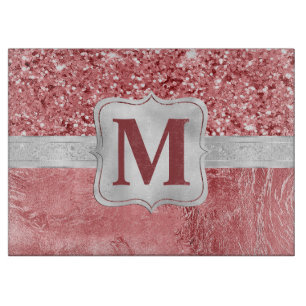 Glamour rosa Fohlen und Glitzer Monogram Schneidebrett