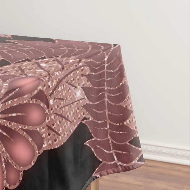 Glamour Rose Gold Black Glitzer Blume Tischdecke (Beispiel)
