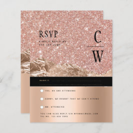Glamour ROSE Gold Black Wedding RSVP