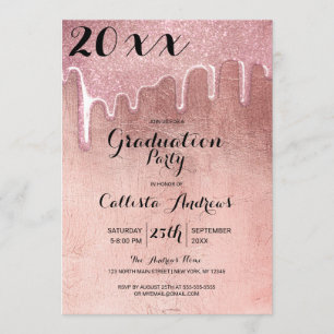 Glamour Rose Gold Dick Glitzer Tropfen Abschluss Einladung