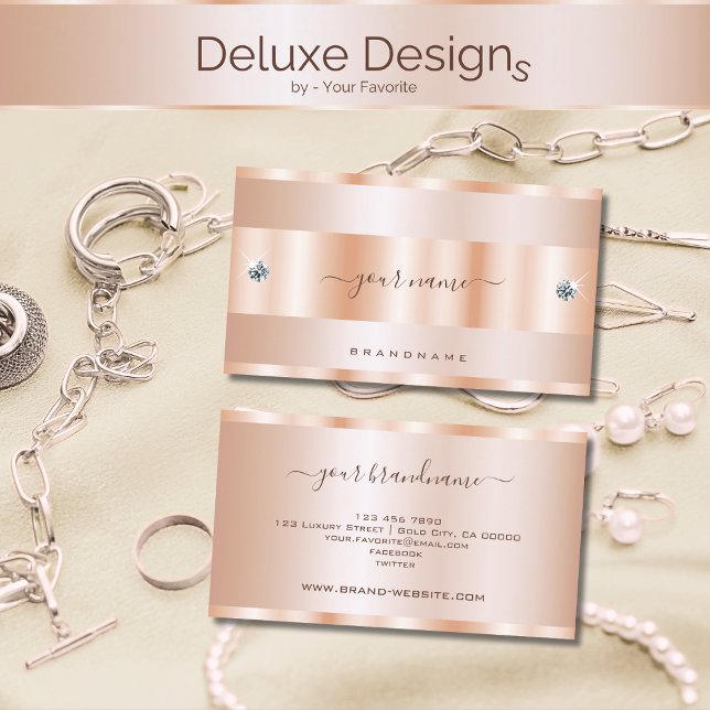 Glamour Rose Gold Effekt mit schimmernden Diamante Visitenkarte (Von Creator hochgeladen)