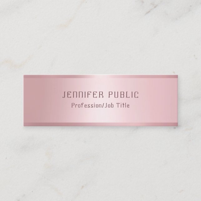 Glamour Rose Gold Elegante Moderne Vorlage Mini Visitenkarte (Vorderseite)