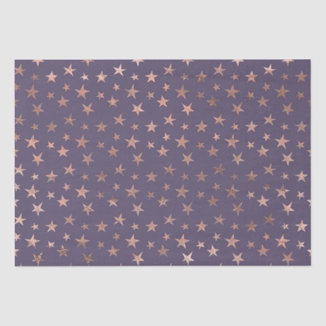 Glamour Rose Gold Found Lavendel Stars Seidenpapier (Vorderseite)