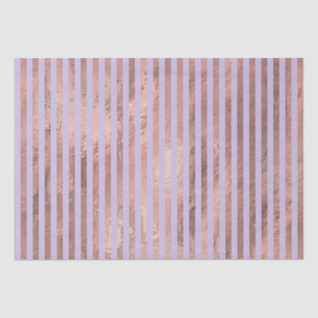 Glamour Rose Gold Found Lavendel Streifen Seidenpapier (Vorderseite)