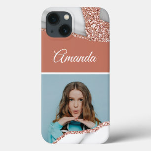 Glamour Rose Gold Glitzer Foto Case-Mate iPhone Hülle