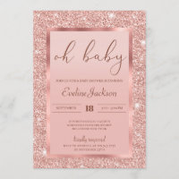 Glamour Rose Gold Glitzer Glitzern Babydusche