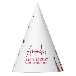 Glamour Rose Gold Glitzer Tropfen Sweet 16 Geburts Partyhütchen