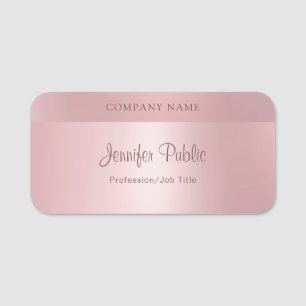 Glamour Rose Gold Moderne elegante Skriptvorlage Namensschild