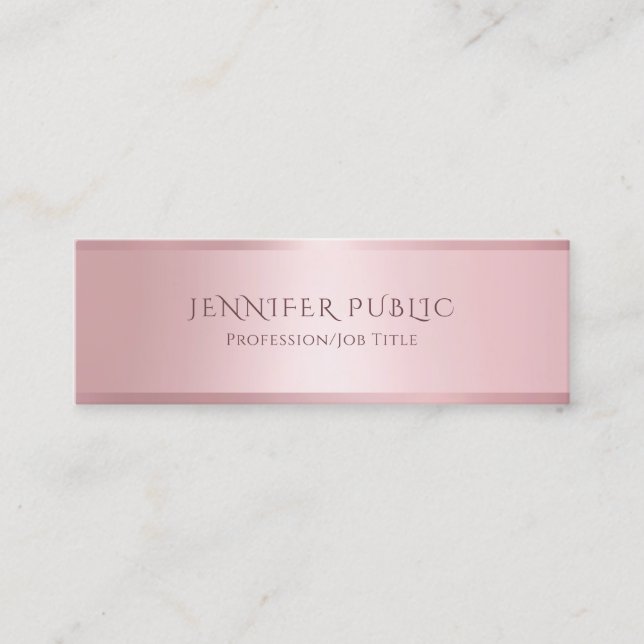 Glamour Rose Gold Moderne Elegante Vorlage Mini Visitenkarte (Vorderseite)