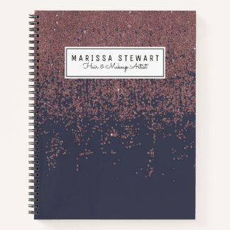 Glamour Rose Gold Navy Blue Glitzer Ombre Notizbuch