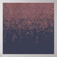 Glamour Rose Gold Navy Blue Glitzer Ombre