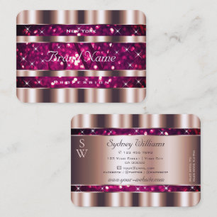 Glamour Rose Gold Pink Glitzer Stars Monogram Visitenkarte