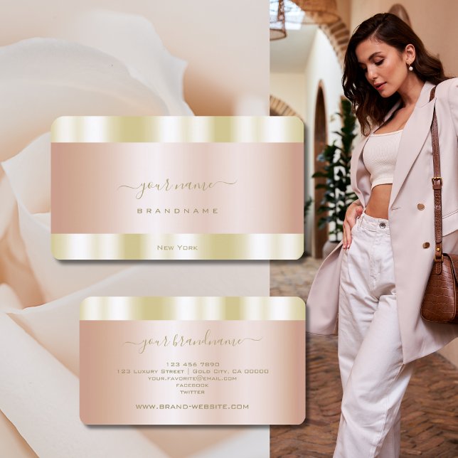 Glamour Rose Gold und Gold Farben Beruflich Visitenkarte (Von Creator hochgeladen)
