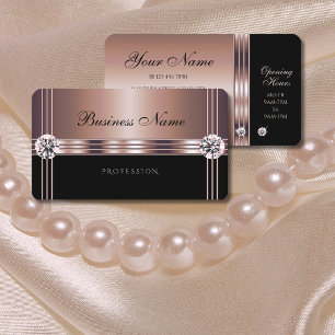 Glamour Rose Gold und Schwarz mit Imitate Diamonds Visitenkarte