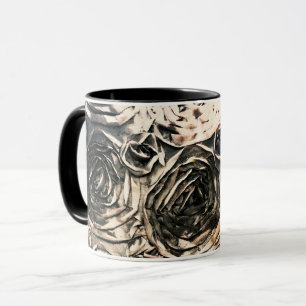 Glamour-Rosen Gold Bronze Rustikale Blumen Glamour Tasse