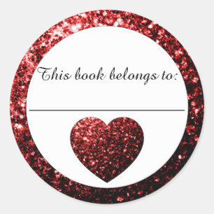 Glamour Rote Glitzern Buchzeichen Sticker