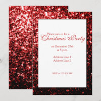 Glamour Rote Glitzern Weihnachten Party Einladung