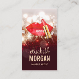 Glamour Rote Lippen Gold Glitzer Sparkle Makeup Ar Visitenkarte