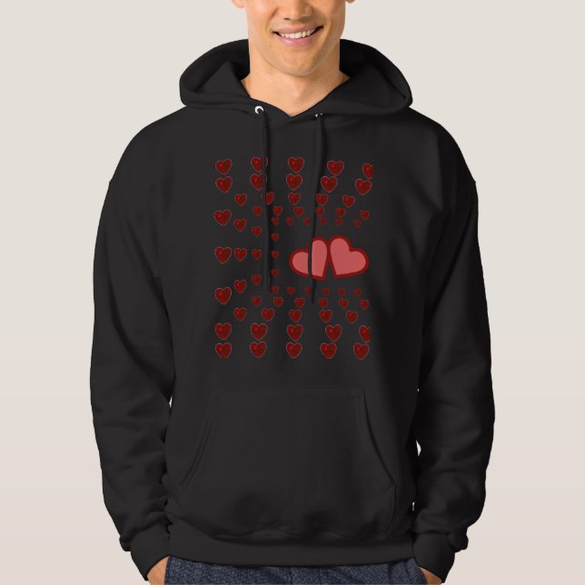 Glamour Roter Glitzer Glitzern Herzmuster Hoodie (Vorderseite)