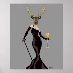 Glamour-Rotwild im Schwarzen Poster