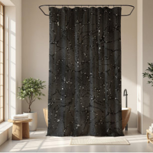 Glamour schwarz monochromatische gliterartige Text Duschvorhang